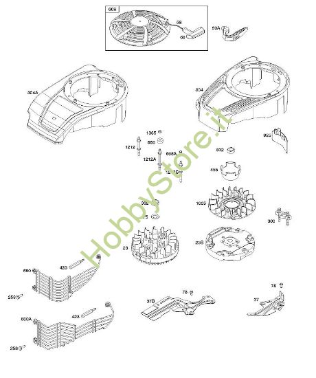 B - Alloggiamento ventola, coperchio/protezioni, volano, dispositivo di avviamento a riavvolgimento B&S - 12 €¦ 122Q02-0146-B1 brand Stihl